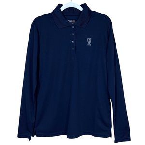 Core 365 Long Sleeve Performance UV Protect Golf Polo Navy Wellesley CC Logo‎
